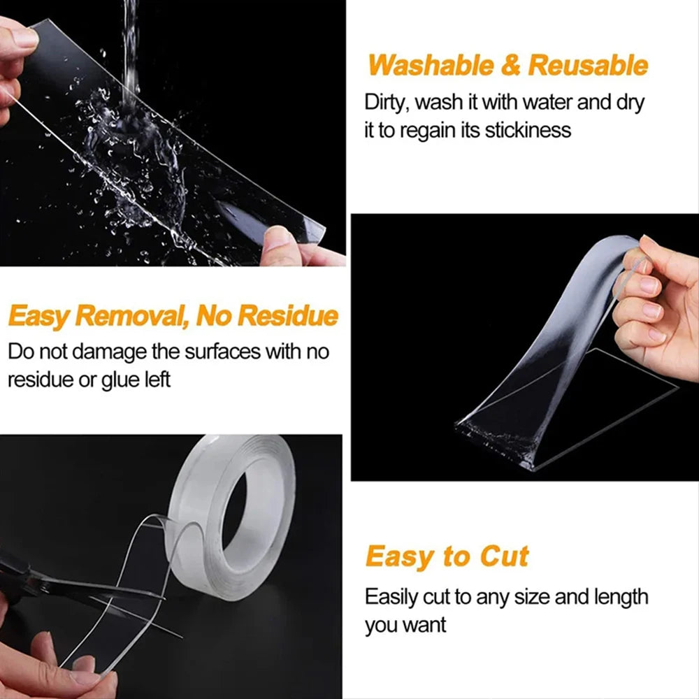 1pc Strong Double-sided Tape, Can Be Cleaned And Reused. Transparent Double-sided Tape Use for Kitchen, Bathroom, Office by Rad Living