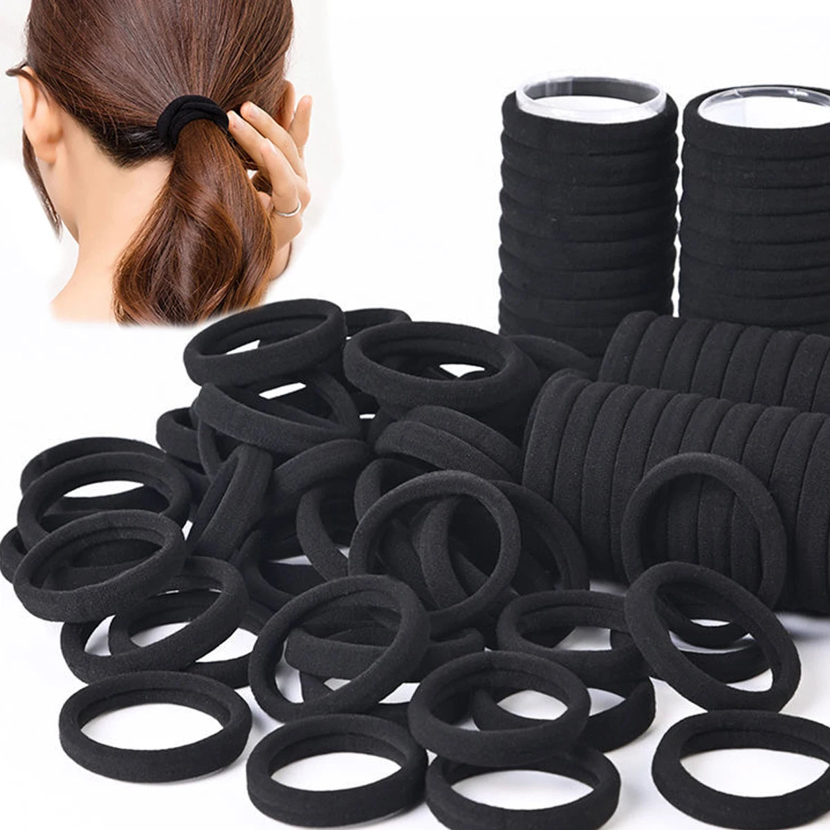 50/100pcs Black Hair Bands for Women Girls Hairband High Elastic Rubber Band Hair Ties Ponytail Holder Scrunchies Accessorie by Rad Living