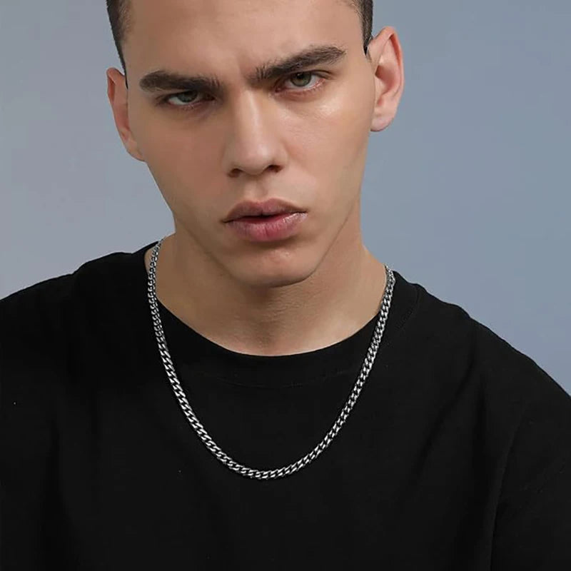 3.5-7MM Wide Stainless Steel Necklaces For Men Punk Cuban Link Chain Choker Women Hip Hop Fashion Party Jewelry Accessories by Rad Living