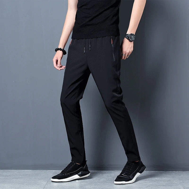Summer men's ice silk quick drying casual pants slim fit Korean version ice silk pants sports pants straight tube quick drying p by Rad Living