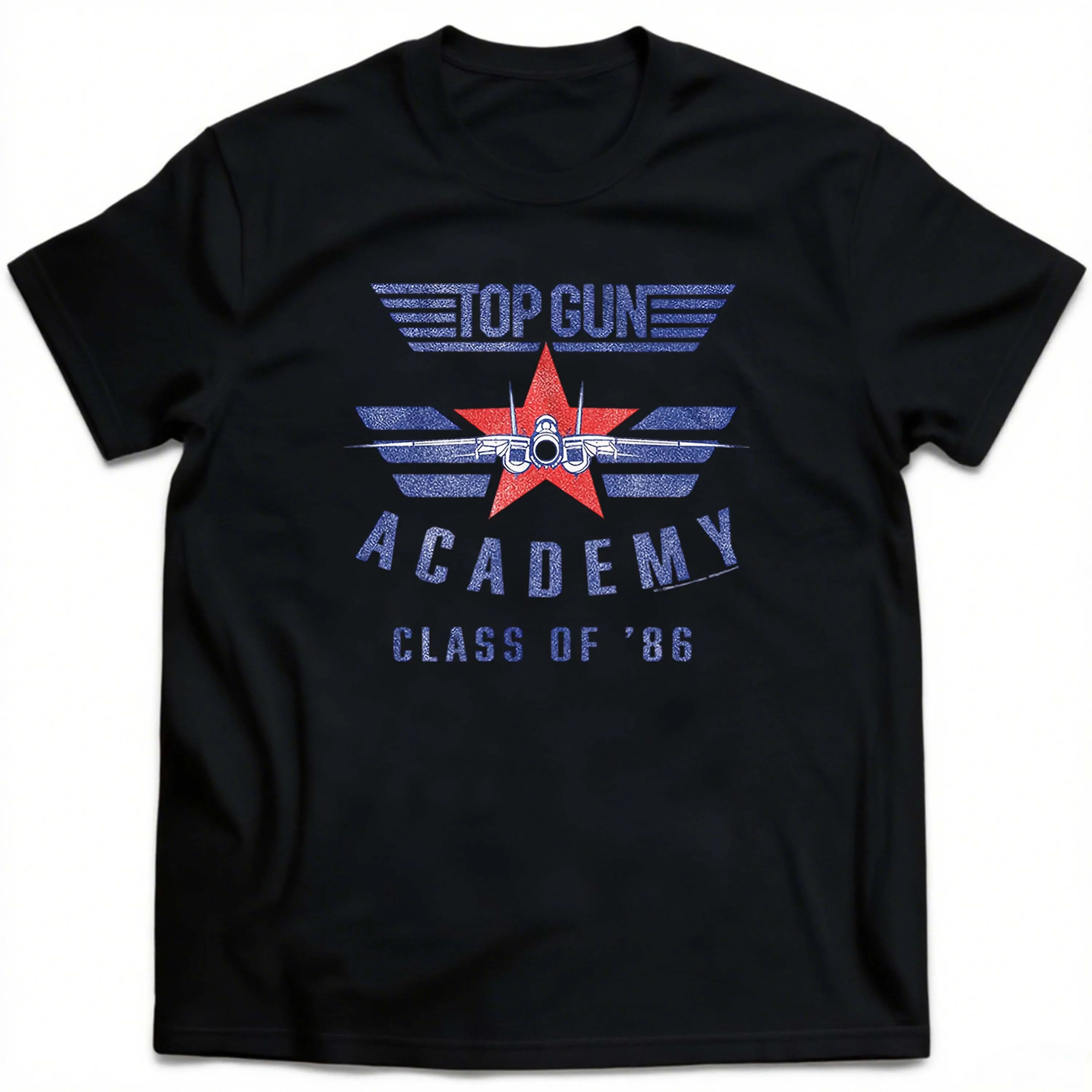 Plus Size Top Gun Academy Class of'86 Pattern Black Short Sleeve T-Shirt Suitable for Outdoor Leisure Wear in Summer by Rad Living