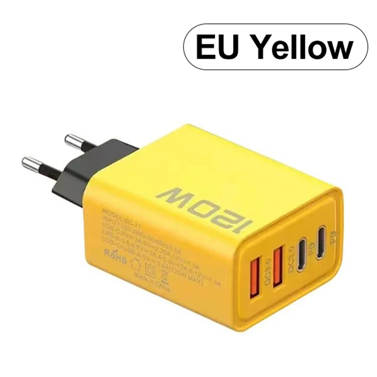 2 USB 2 Type Multi Port Model 120W Wall Charger USB PD Adapter For Xiaomi iPhone 13 12 for Samsung Mobile Phone Plug Charging by Rad Living