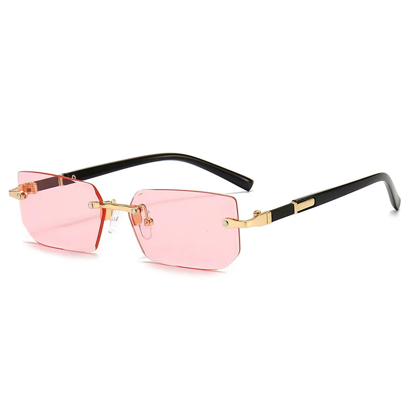 Rimless Sunglasses Rectangle Fashion Popular Women Men Shades Small Square Sun Glasses For Female Male Summer Traveling Oculos by Rad Living