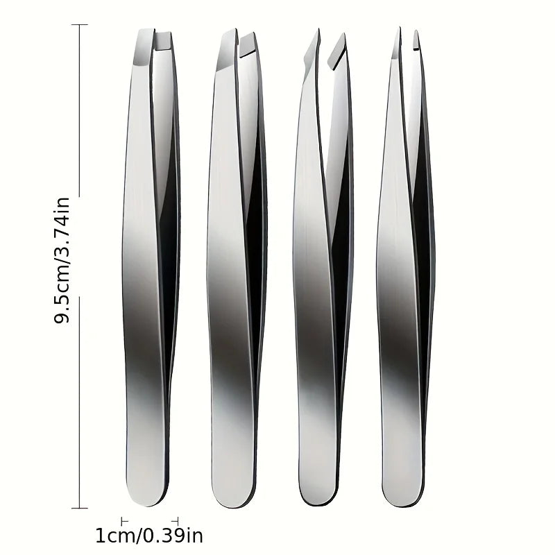 Beauty Tools 4pcs Professional Tweezers Set Perfect For Eyebrow Hair Removal Splinter & Ingrown Hair Removal & More For Woman by Rad Living