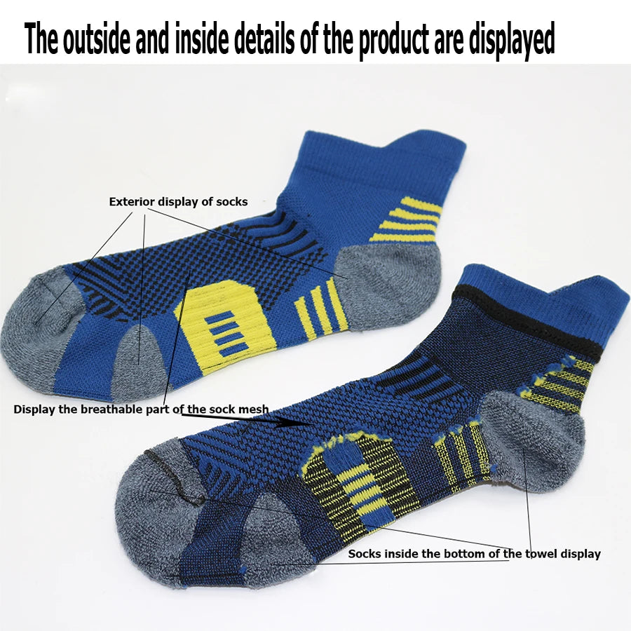 3Pair Professional Fitness Sports Socks Towel Bottom Non-Slip Running Socks Men Women Short Quick-Drying Basketball Training Sox by Rad Living