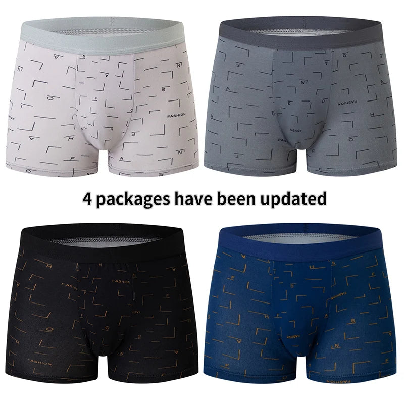 4 Pack men's fashion printed underwear for leisure and comfort, plus size underwear for teenagers, swimming trunks max 5XL.6XL by Rad Living