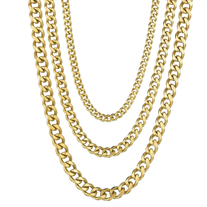 3.5-7MM Wide Stainless Steel Necklaces For Men Punk Cuban Link Chain Choker Women Hip Hop Fashion Party Jewelry Accessories by Rad Living