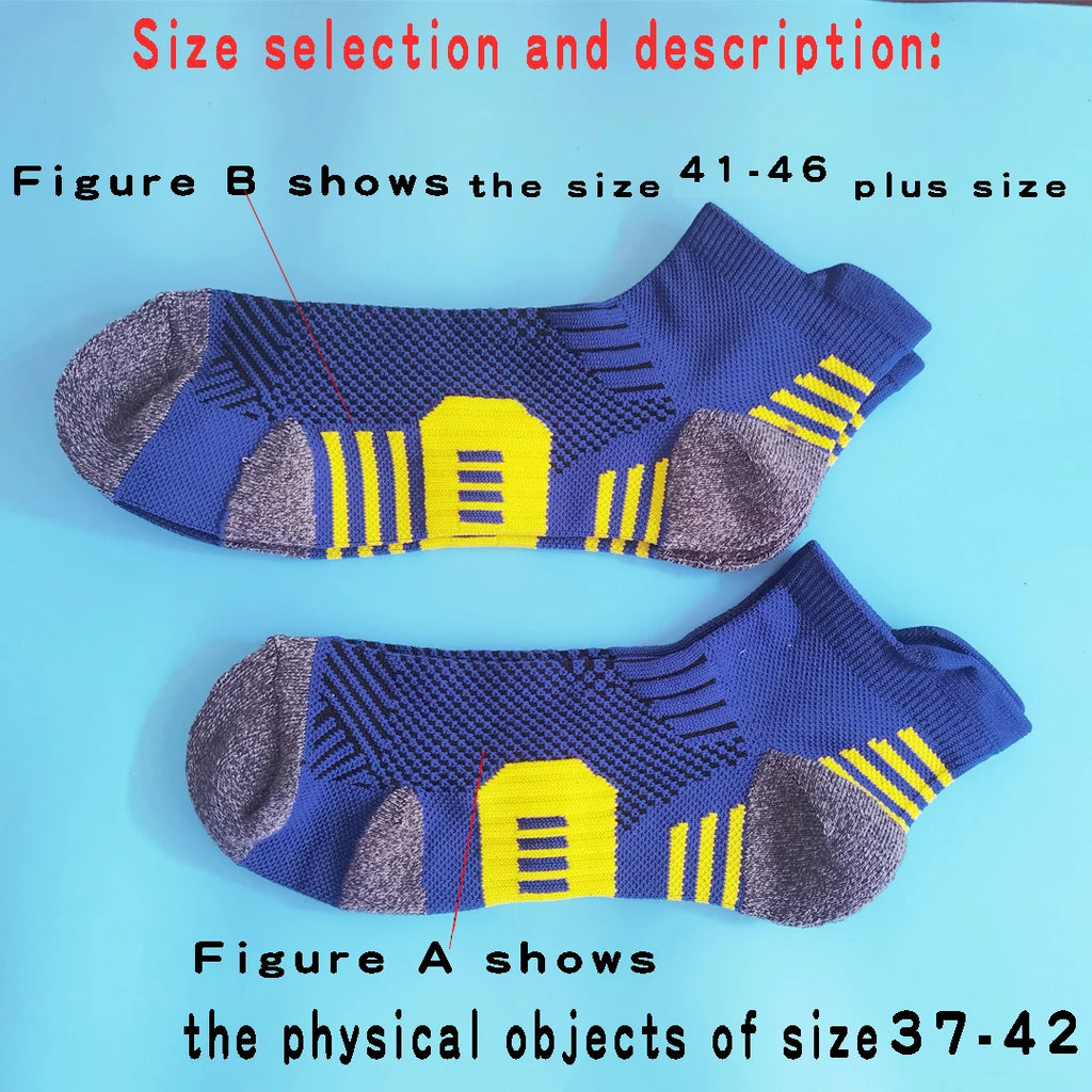 3Pair Professional Fitness Sports Socks Towel Bottom Non-Slip Running Socks Men Women Short Quick-Drying Basketball Training Sox by Rad Living
