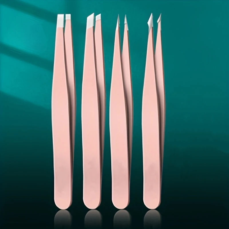 Beauty Tools 4pcs Professional Tweezers Set Perfect For Eyebrow Hair Removal Splinter & Ingrown Hair Removal & More For Woman by Rad Living