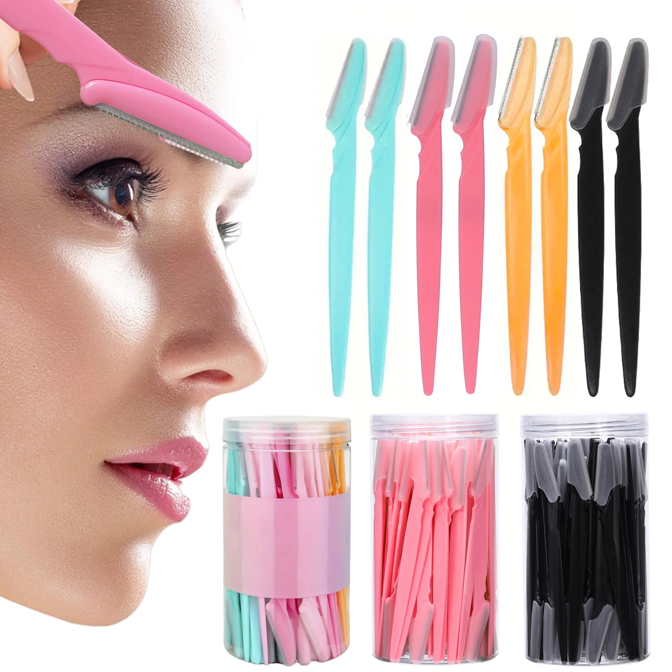 10/40Pcs Eyebrow Trimmer Face Blade Shaver Portable Eye Brow Epilation Hair Removal Safety Eyebrow Cutting Woman Makeup Tools by Rad Living