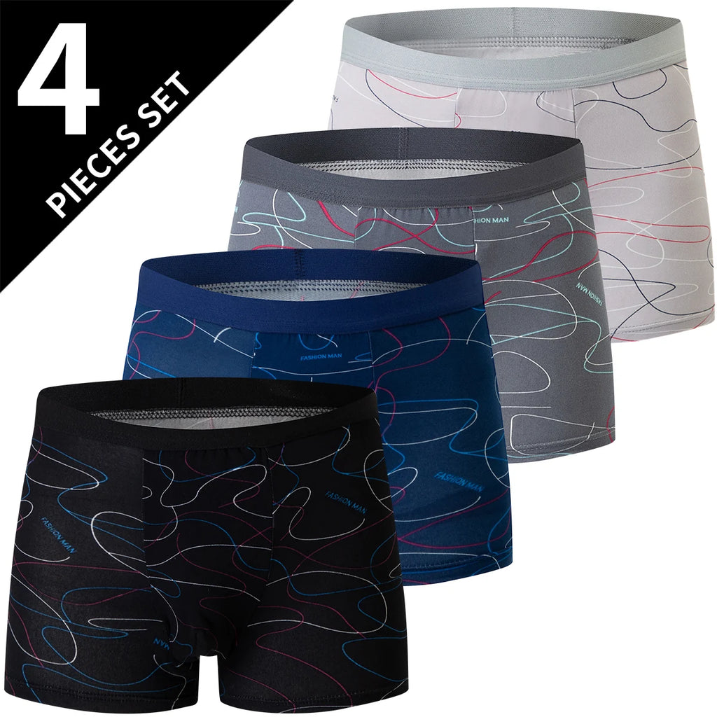 4 Pack men's fashion printed underwear for leisure and comfort, plus size underwear for teenagers, swimming trunks max 5XL.6XL by Rad Living
