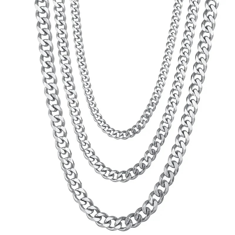 3.5-7MM Wide Stainless Steel Necklaces For Men Punk Cuban Link Chain Choker Women Hip Hop Fashion Party Jewelry Accessories by Rad Living