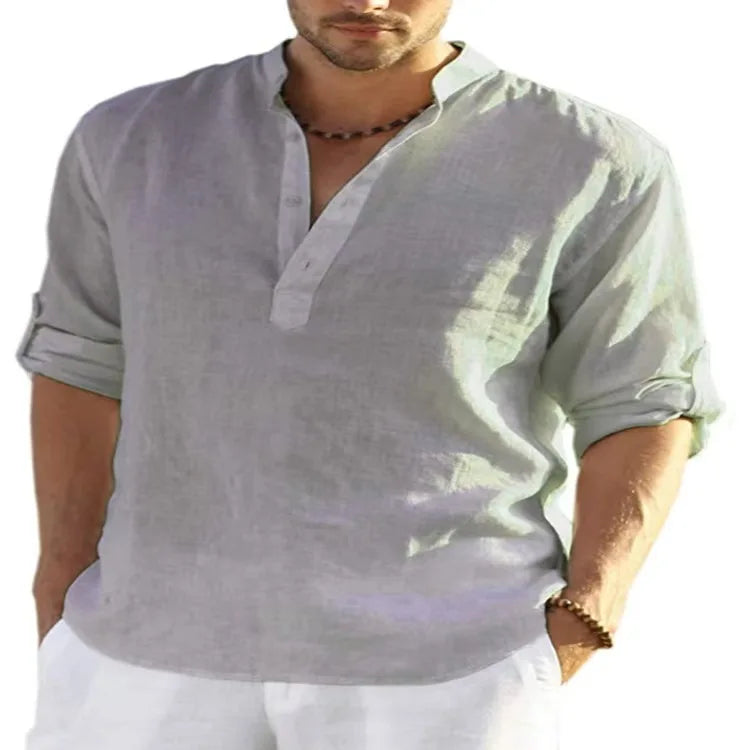 Men's Casual Fashion Long Sleeve Linen Shirt Stylish Comfortable Breathable Men's Clothing by Rad Living