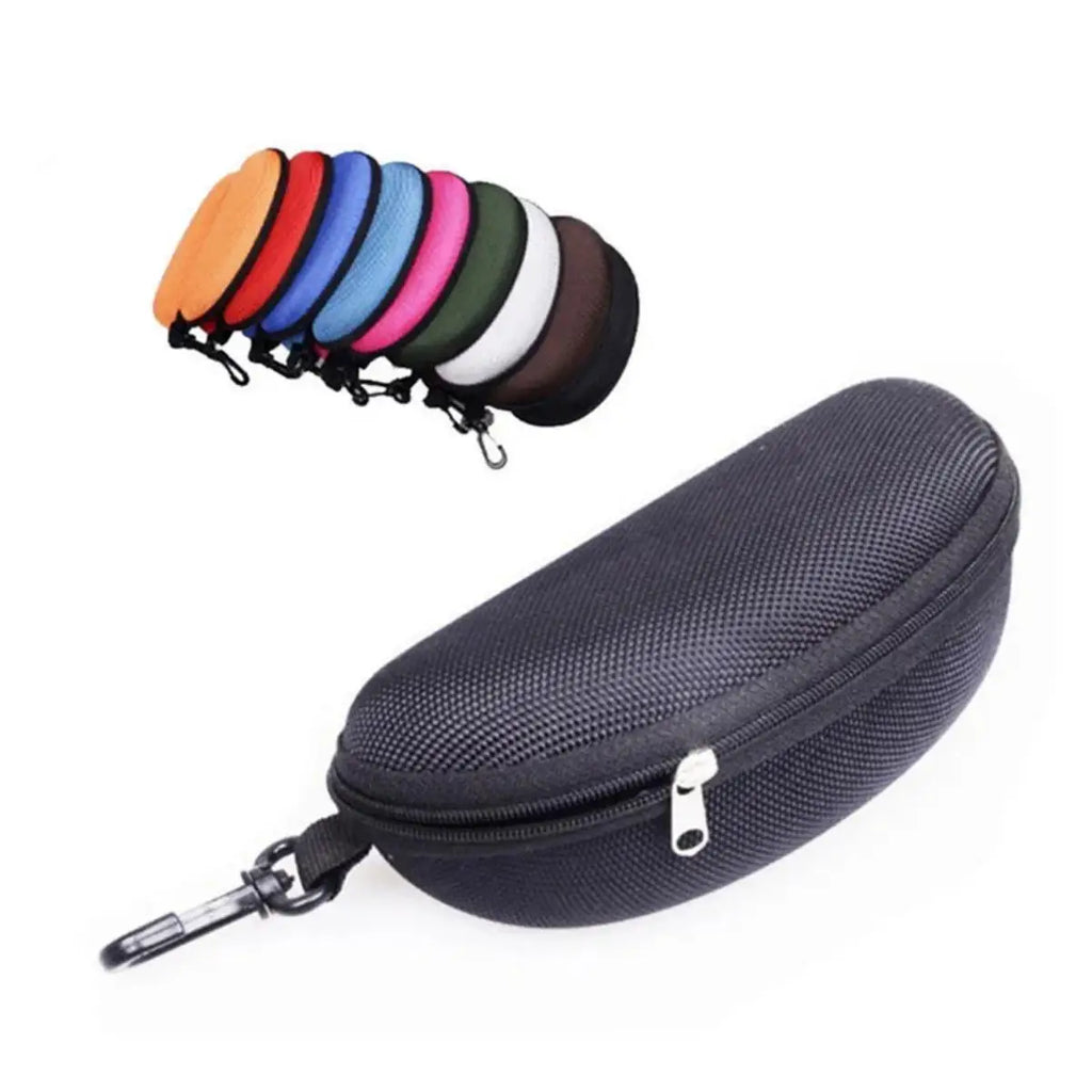 1pc Portable Sunglasses Case Protector Oxford Cloth Hard EVA Zippered Eyeglasses Case with Carabiner Unisex Eyewear Accessories by Rad Living