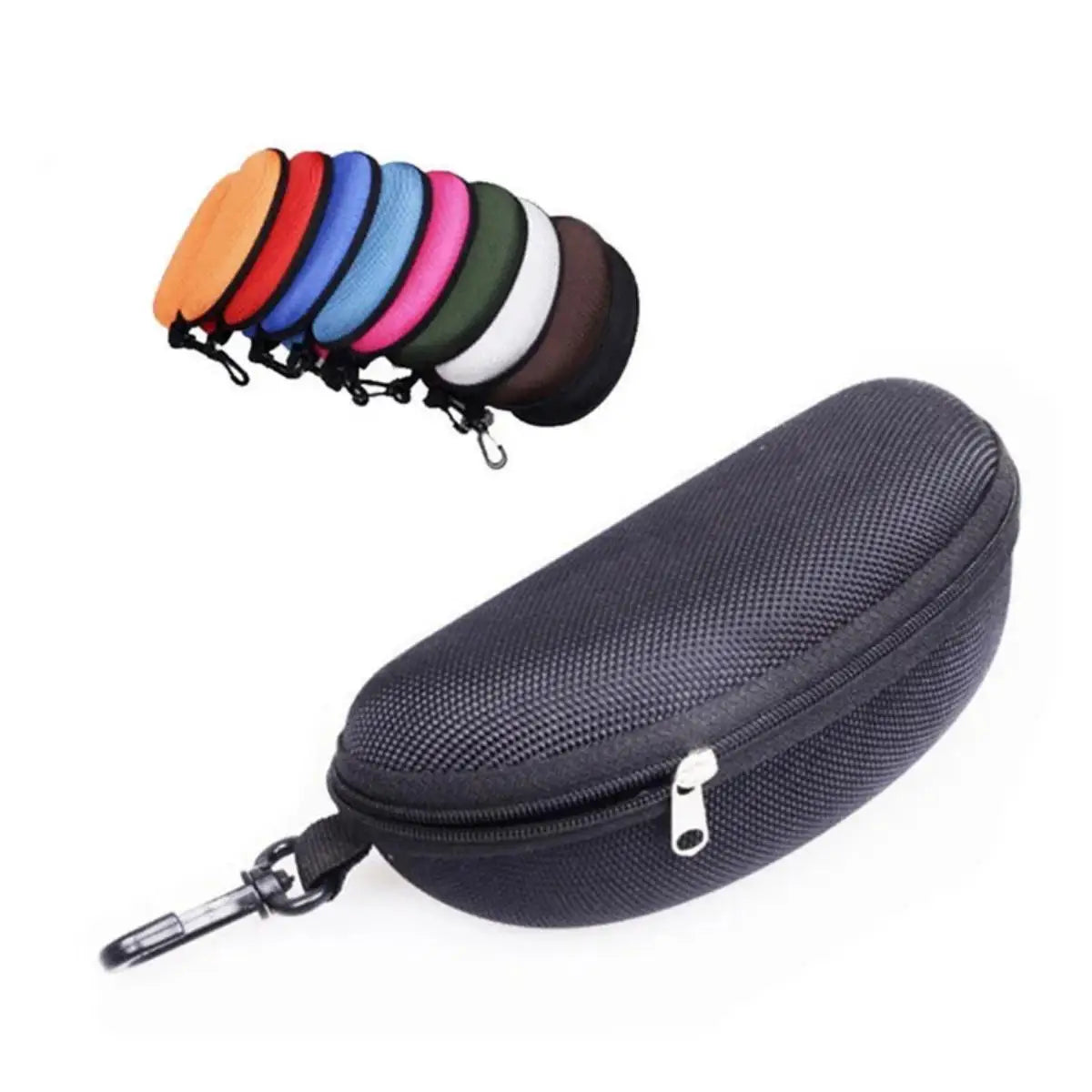 1pc Portable Sunglasses Case Protector Oxford Cloth Hard EVA Zippered Eyeglasses Case with Carabiner Unisex Eyewear Accessories by Rad Living
