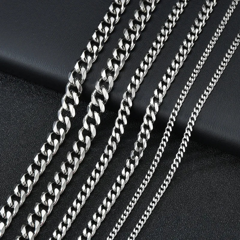 3.5-7MM Wide Stainless Steel Necklaces For Men Punk Cuban Link Chain Choker Women Hip Hop Fashion Party Jewelry Accessories by Rad Living