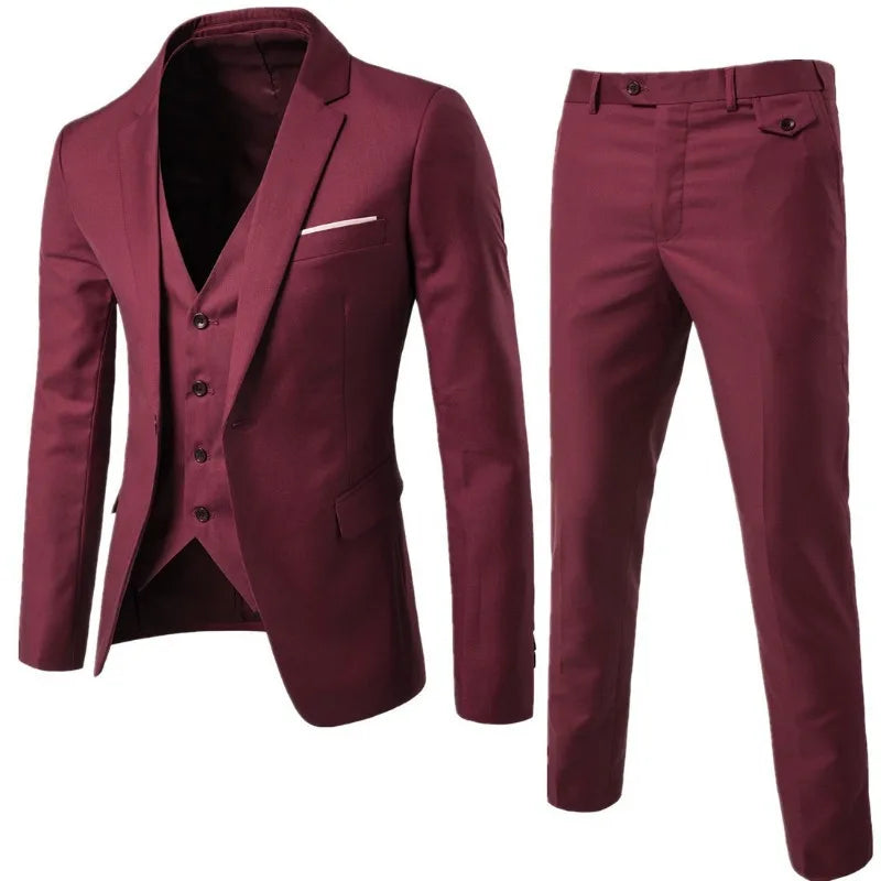 2025 All Season Business Casual Three Piece Suit for Men Groom and Groomsmen Wedding Suit by Rad Living