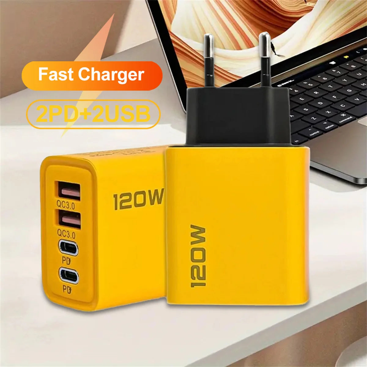 2 USB 2 Type Multi Port Model 120W Wall Charger USB PD Adapter For Xiaomi iPhone 13 12 for Samsung Mobile Phone Plug Charging by Rad Living