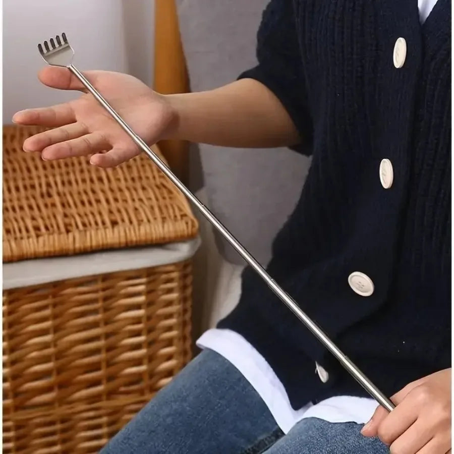 silvery Telescopic Back Scratcher, Portable Extendable Stainless Steel Scratchers for Men Women ，Mothers Gifts，Gifts For Men，G by Rad Living