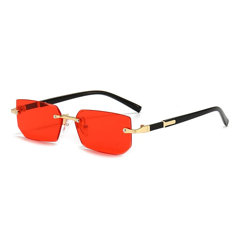 Rimless Sunglasses Rectangle Fashion Popular Women Men Shades Small Square Sun Glasses For Female Male Summer Traveling Oculos by Rad Living