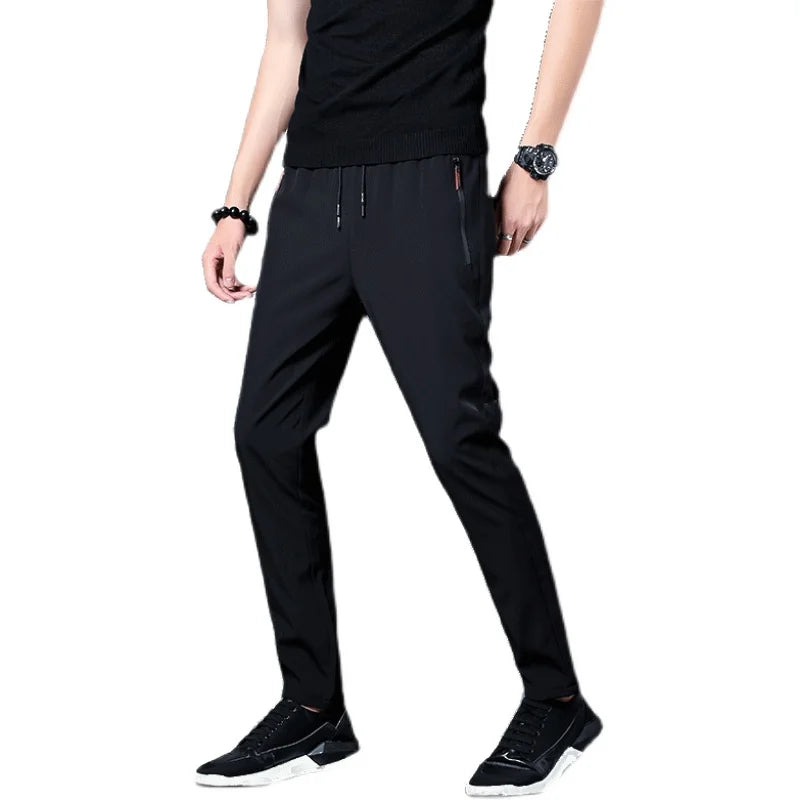 Summer men's ice silk quick drying casual pants slim fit Korean version ice silk pants sports pants straight tube quick drying p by Rad Living