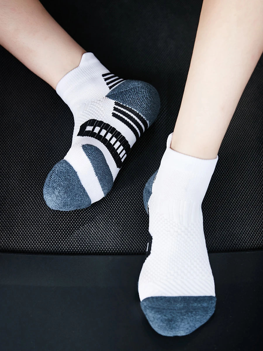 3Pair Professional Fitness Sports Socks Towel Bottom Non-Slip Running Socks Men Women Short Quick-Drying Basketball Training Sox by Rad Living