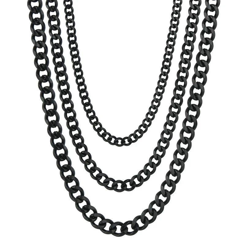 3.5-7MM Wide Stainless Steel Necklaces For Men Punk Cuban Link Chain Choker Women Hip Hop Fashion Party Jewelry Accessories by Rad Living