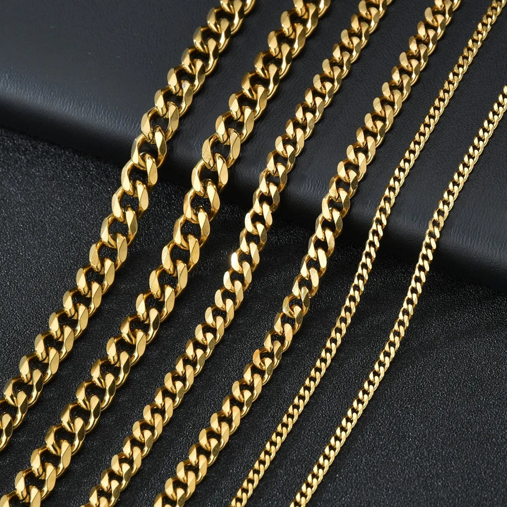3.5-7MM Wide Stainless Steel Necklaces For Men Punk Cuban Link Chain Choker Women Hip Hop Fashion Party Jewelry Accessories by Rad Living