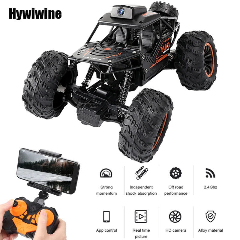 Rc Car With Camera HD FPV WIFI Machine On Remote Control Stunt 1:18 2.4G SUV Radiocontrol Climbing Toys For Kids on a Sign by Rad Living