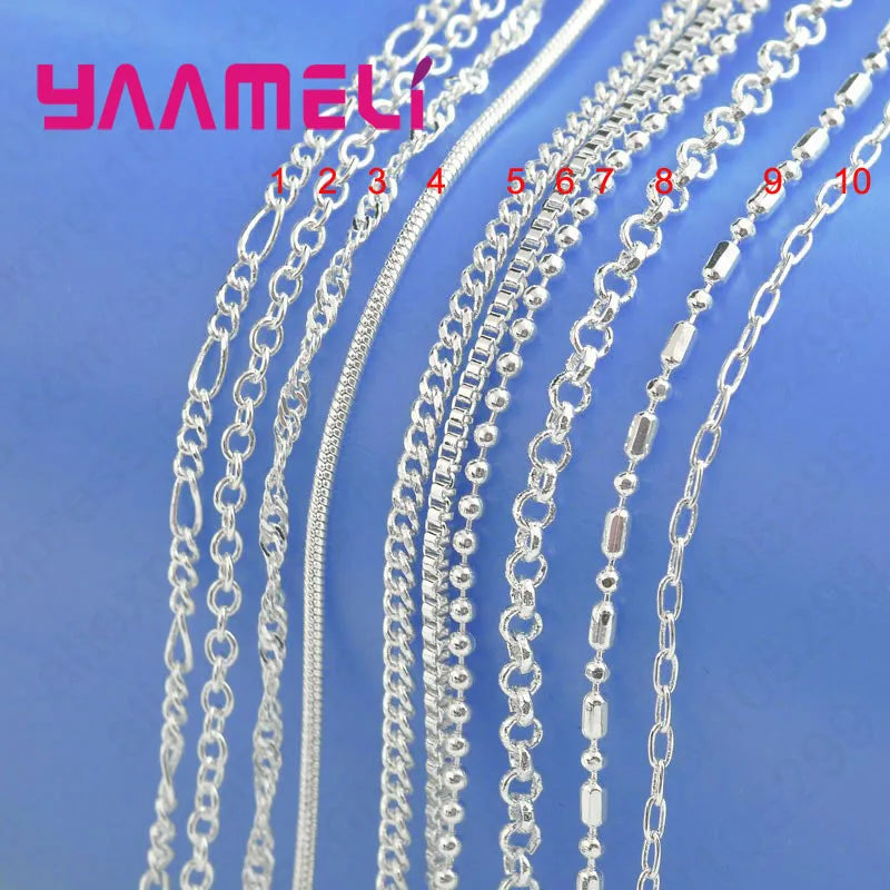 10 Designs Option 16-30 Inches Fine 925 Sterling Silver Necklace Chains with Lobster Clasps Set For Girl Women by Rad Living