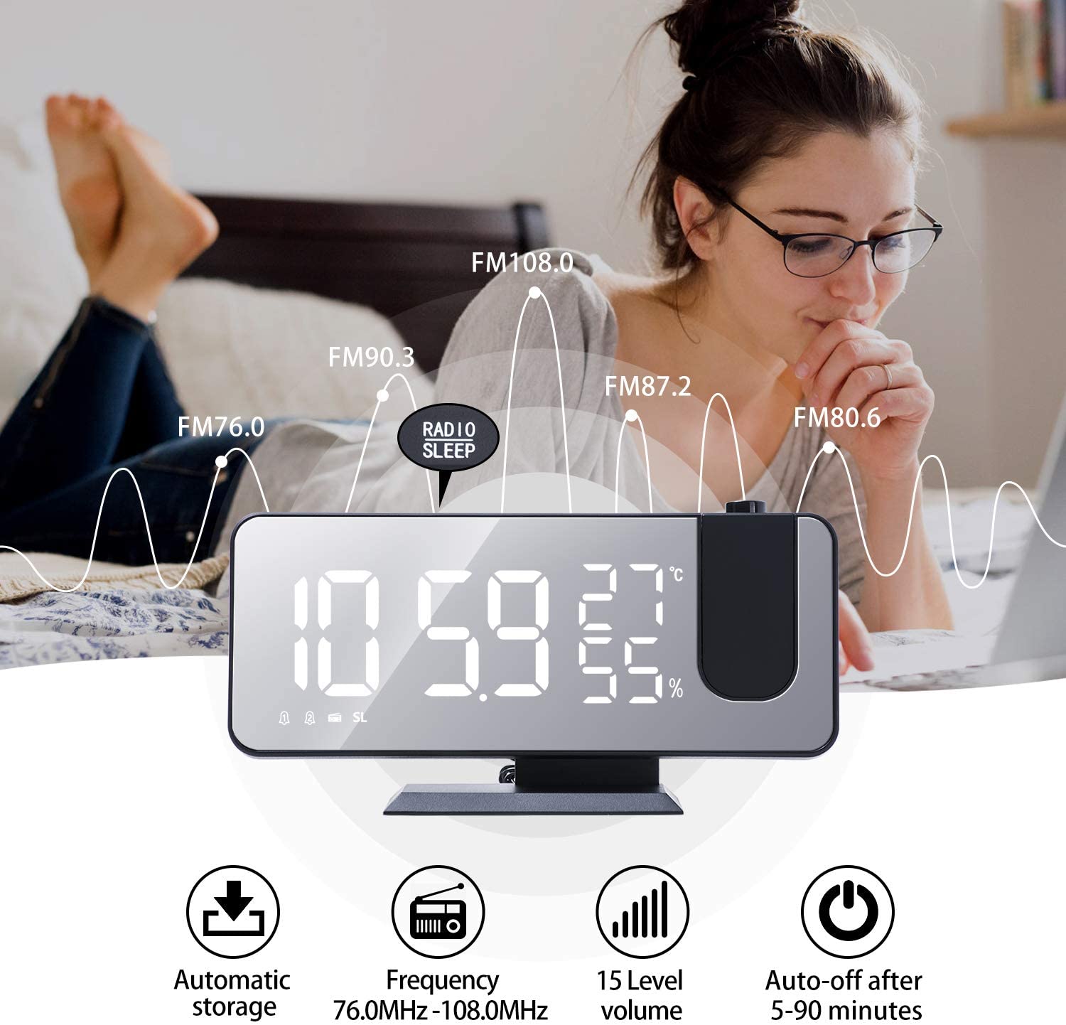 LED Projection Digital Alarm Clock Phone Charger by DC-THE CEO