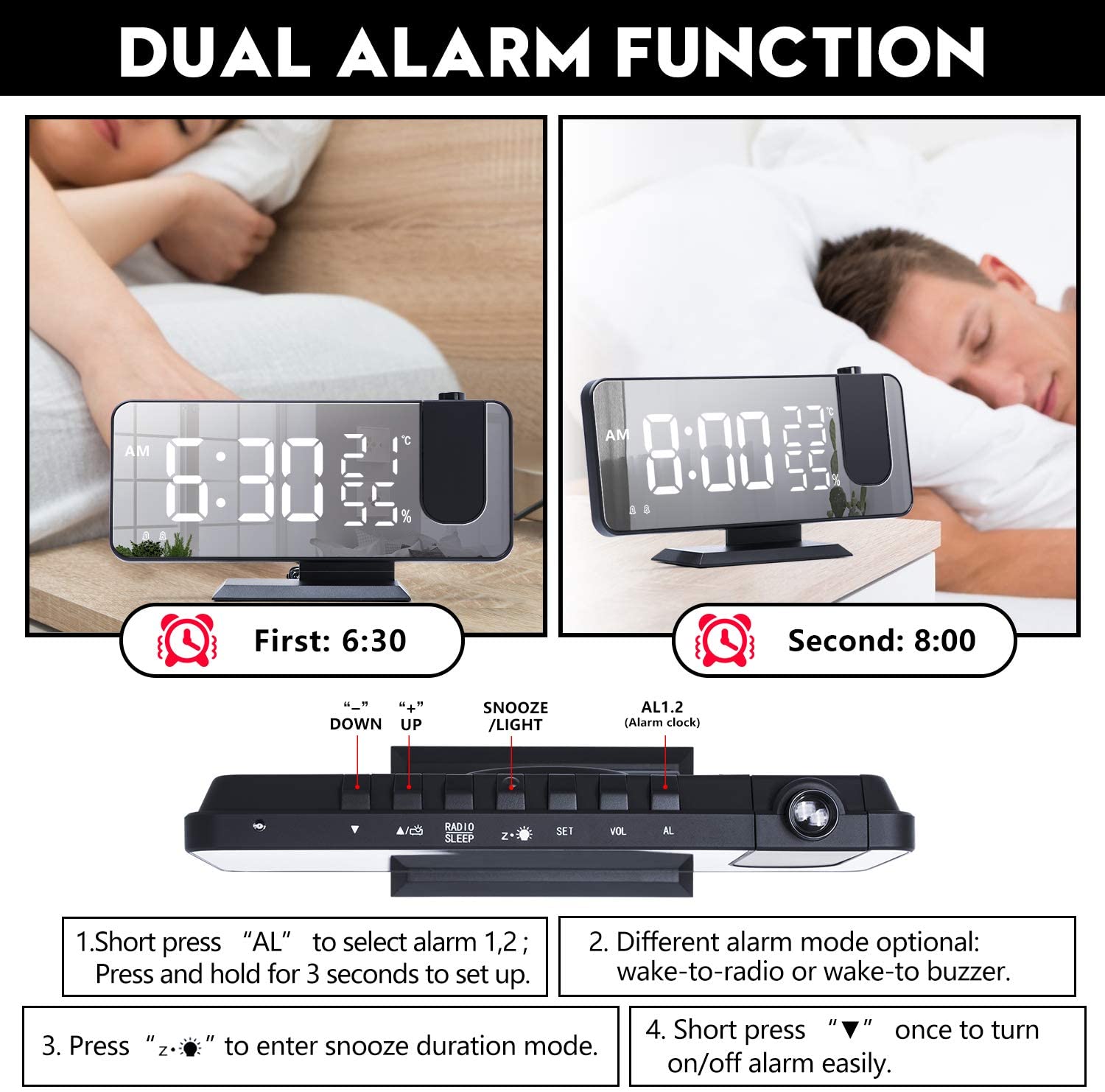 LED Projection Digital Alarm Clock Phone Charger by DC-THE CEO