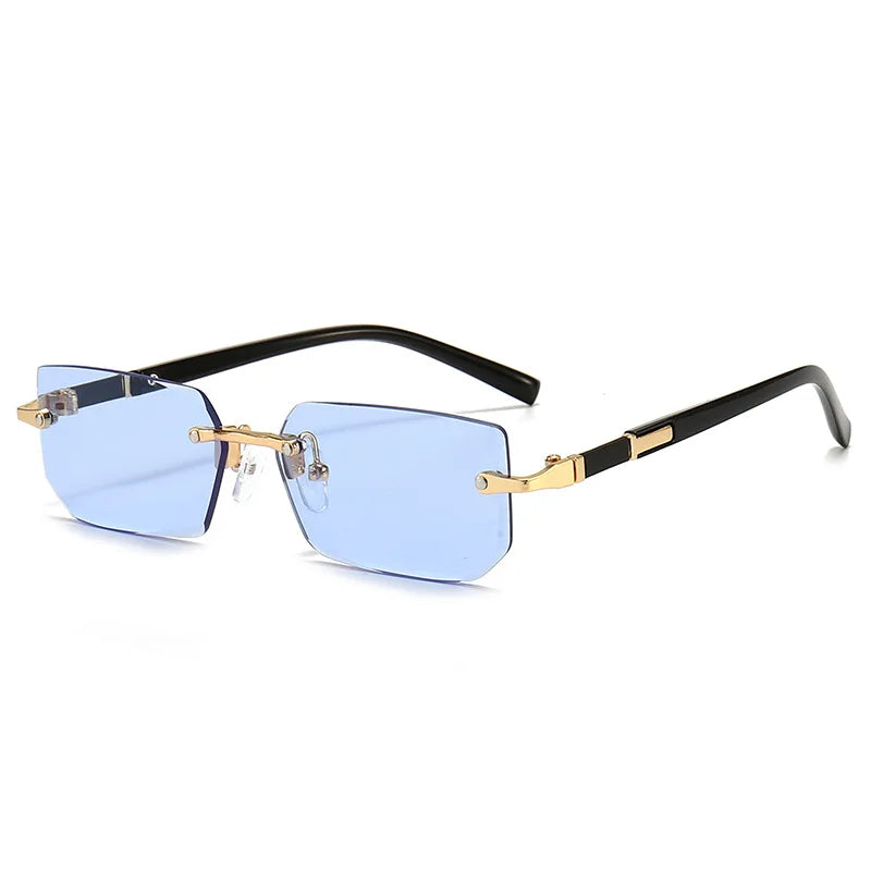 Rimless Sunglasses Rectangle Fashion Popular Women Men Shades Small Square Sun Glasses For Female Male Summer Traveling Oculos by Rad Living