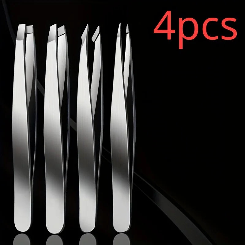 Beauty Tools 4pcs Professional Tweezers Set Perfect For Eyebrow Hair Removal Splinter & Ingrown Hair Removal & More For Woman by Rad Living
