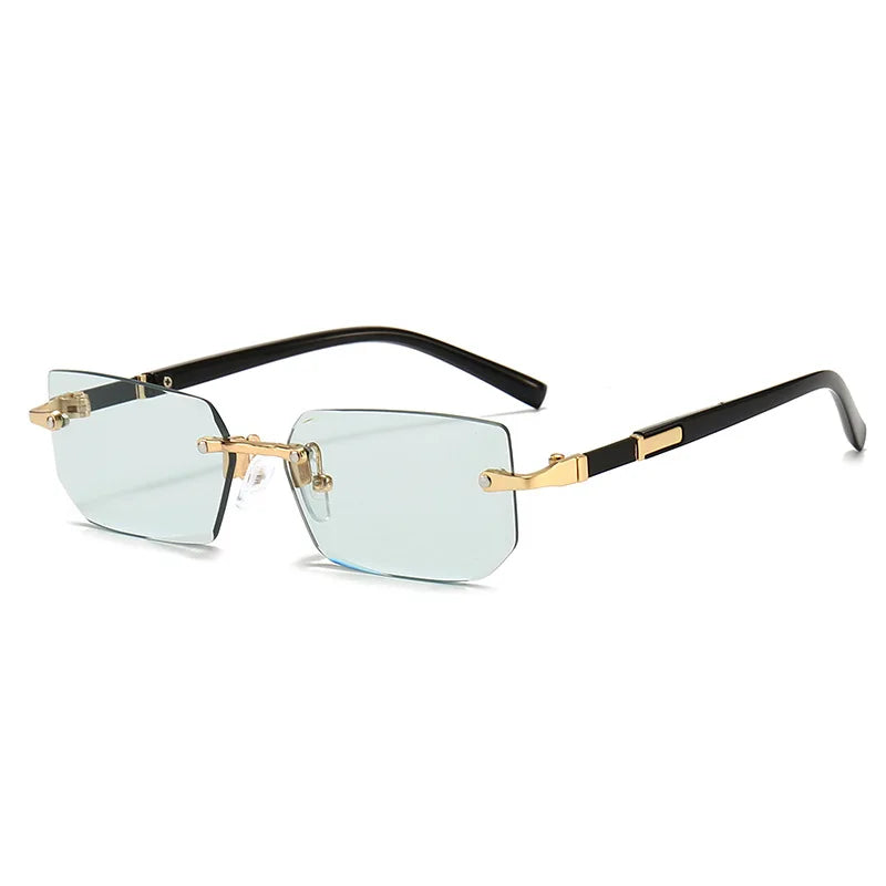 Rimless Sunglasses Rectangle Fashion Popular Women Men Shades Small Square Sun Glasses For Female Male Summer Traveling Oculos by Rad Living