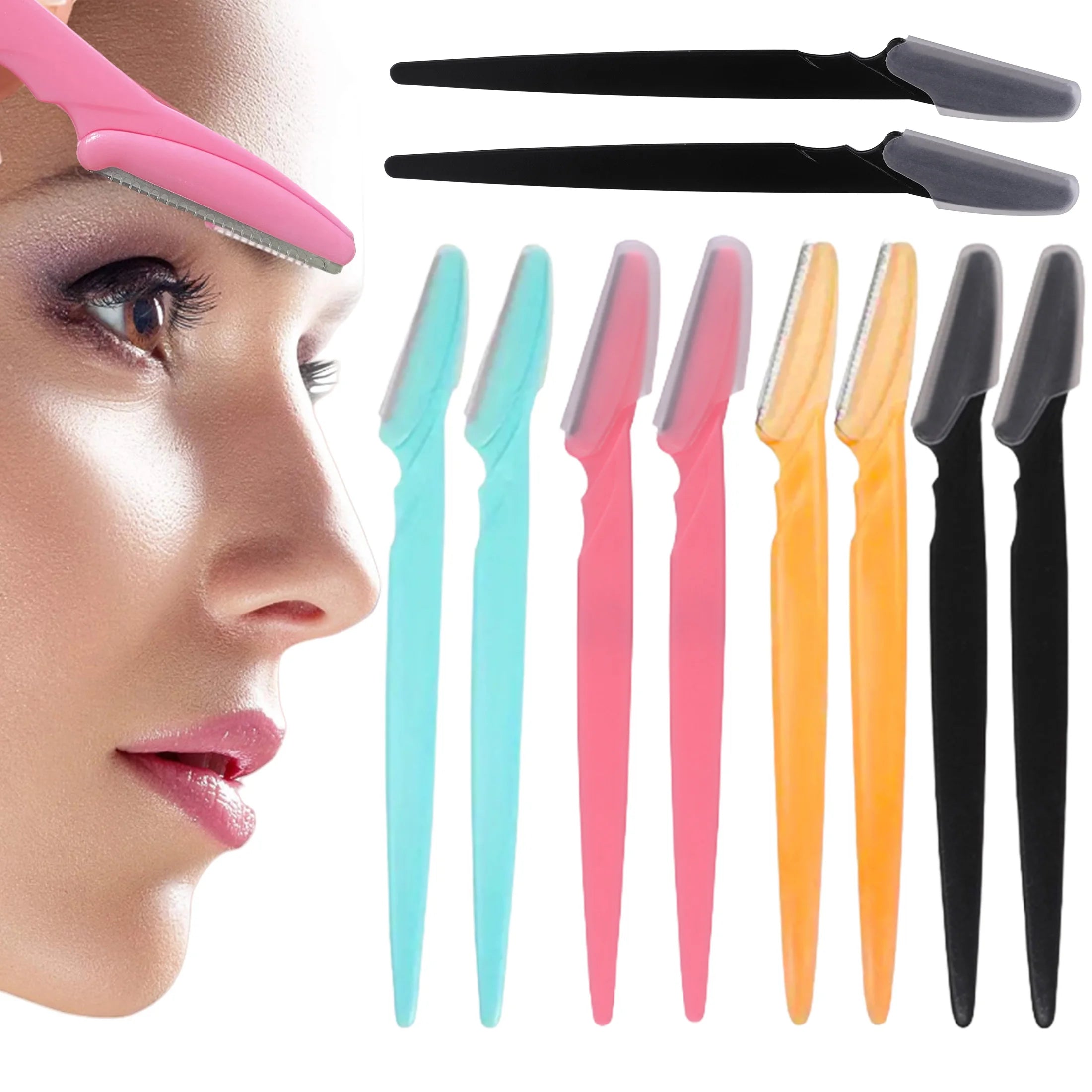 10/40Pcs Eyebrow Trimmer Face Blade Shaver Portable Eye Brow Epilation Hair Removal Safety Eyebrow Cutting Woman Makeup Tools by Rad Living