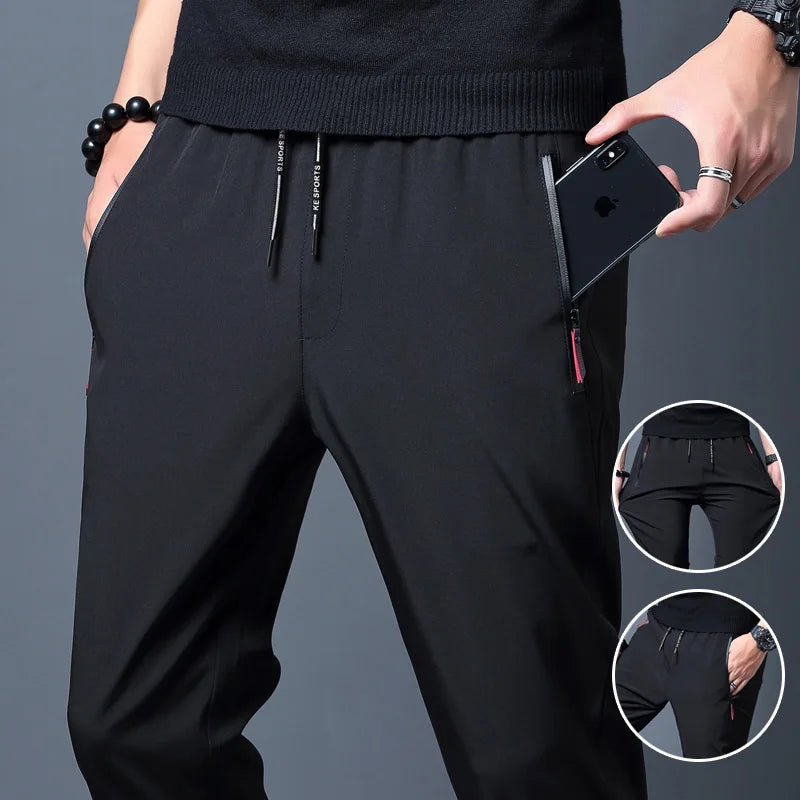Summer men's ice silk quick drying casual pants slim fit Korean version ice silk pants sports pants straight tube quick drying p by Rad Living
