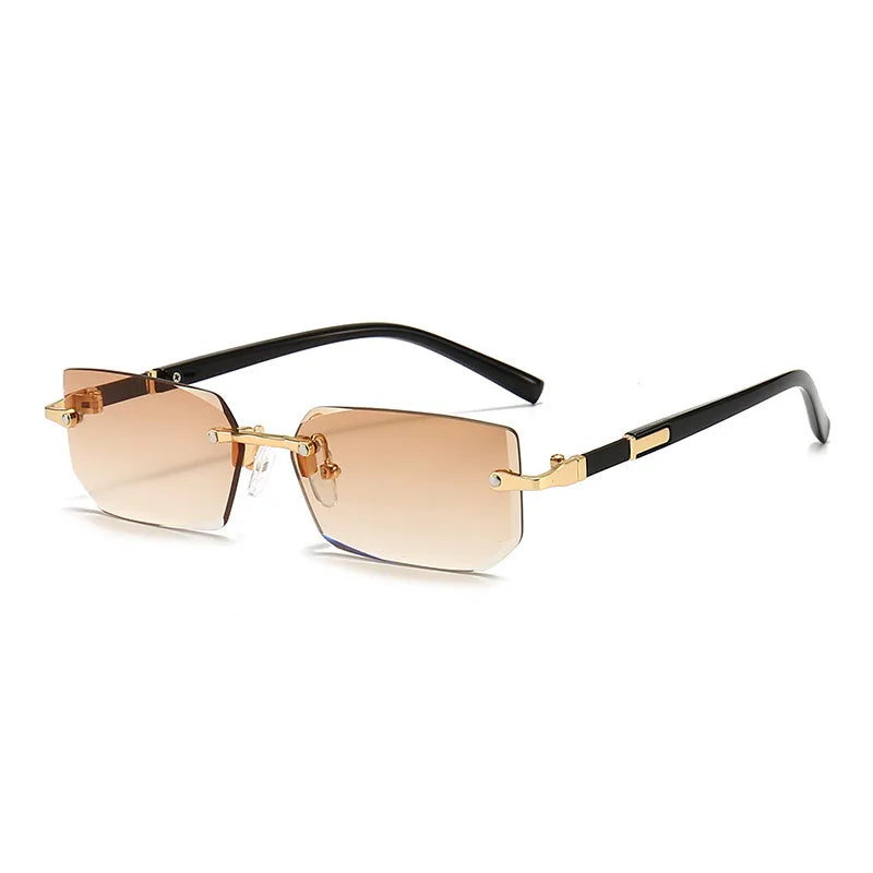 Rimless Sunglasses Rectangle Fashion Popular Women Men Shades Small Square Sun Glasses For Female Male Summer Traveling Oculos by Rad Living