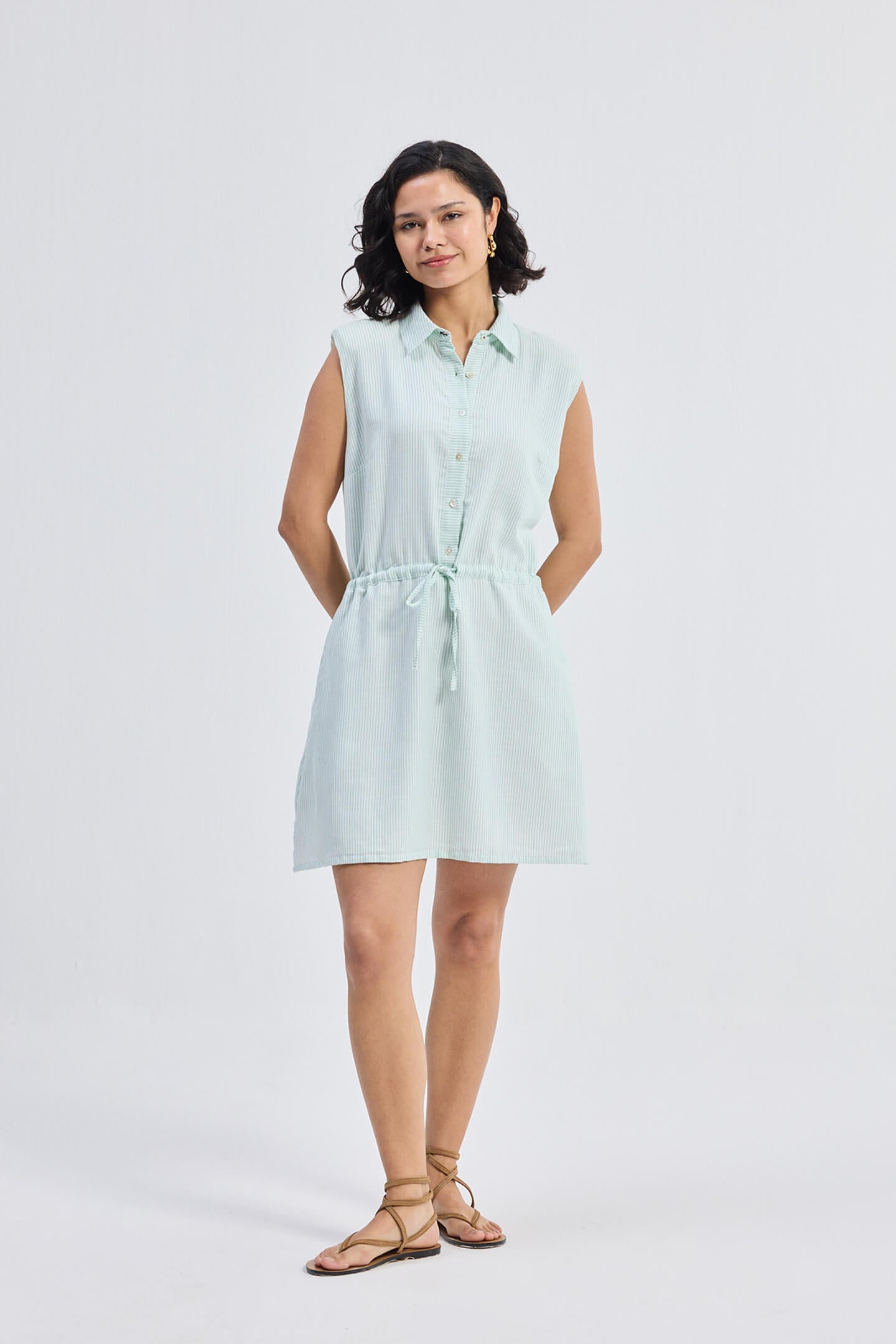 Drawstring Shirt Dress in Stripes by DC-Reistor