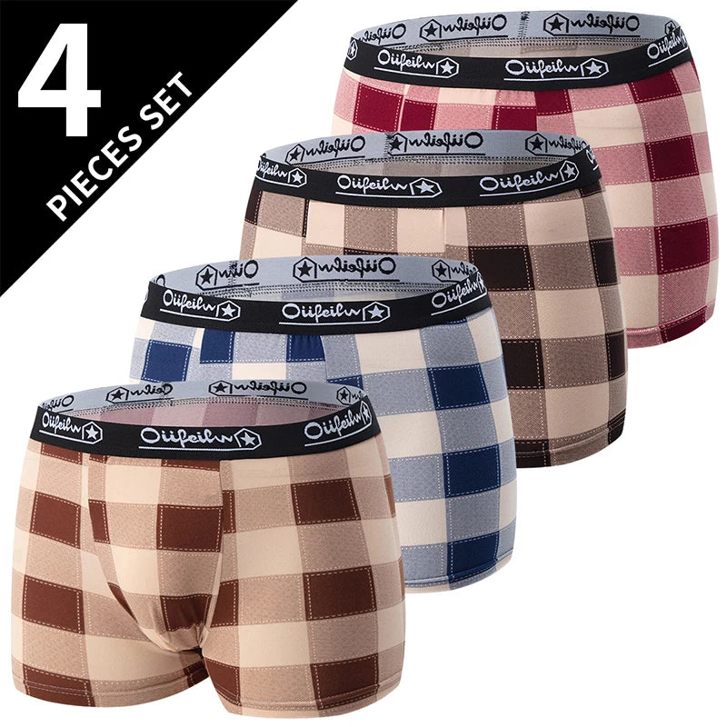 4 Pack men's fashion printed underwear for leisure and comfort, plus size underwear for teenagers, swimming trunks max 5XL.6XL by Rad Living