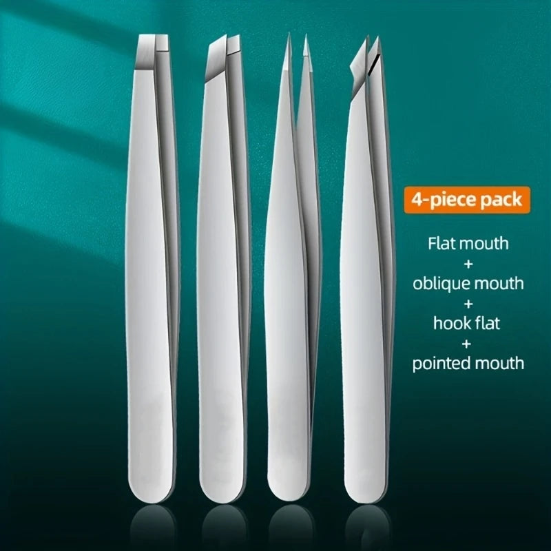 Beauty Tools 4pcs Professional Tweezers Set Perfect For Eyebrow Hair Removal Splinter & Ingrown Hair Removal & More For Woman by Rad Living