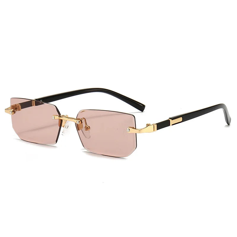 Rimless Sunglasses Rectangle Fashion Popular Women Men Shades Small Square Sun Glasses For Female Male Summer Traveling Oculos by Rad Living