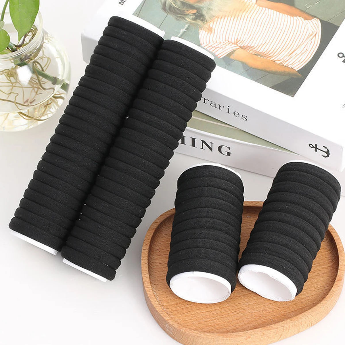 50/100pcs Black Hair Bands for Women Girls Hairband High Elastic Rubber Band Hair Ties Ponytail Holder Scrunchies Accessorie by Rad Living
