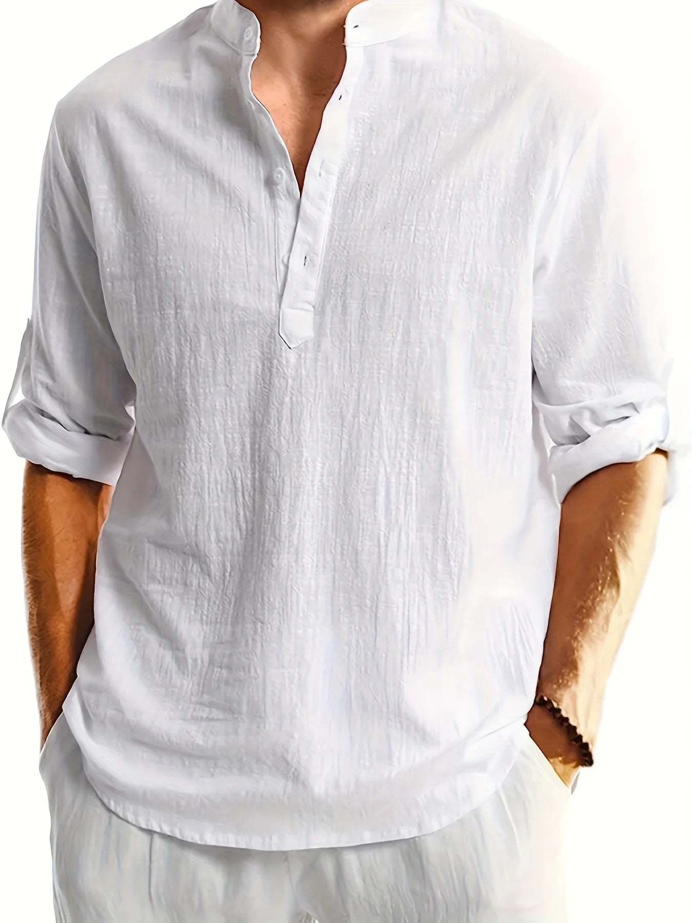 Men's Casual Fashion Long Sleeve Linen Shirt Stylish Comfortable Breathable Men's Clothing by Rad Living