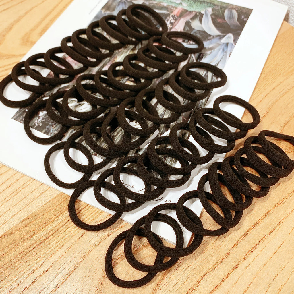 50/100pcs Black Hair Bands for Women Girls Hairband High Elastic Rubber Band Hair Ties Ponytail Holder Scrunchies Accessorie by Rad Living