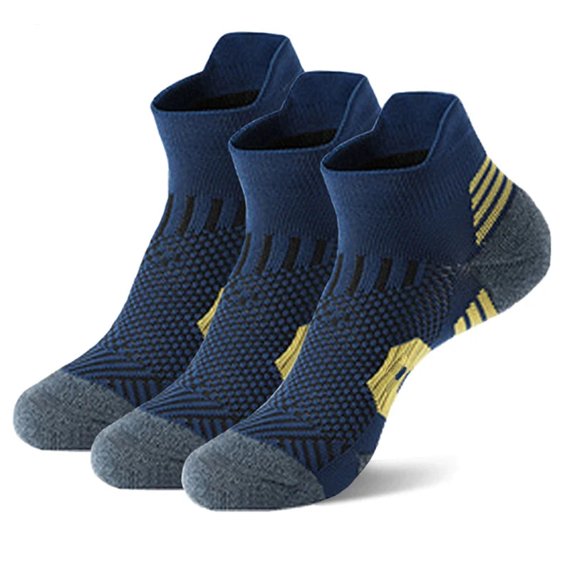 3Pair Professional Fitness Sports Socks Towel Bottom Non-Slip Running Socks Men Women Short Quick-Drying Basketball Training Sox by Rad Living