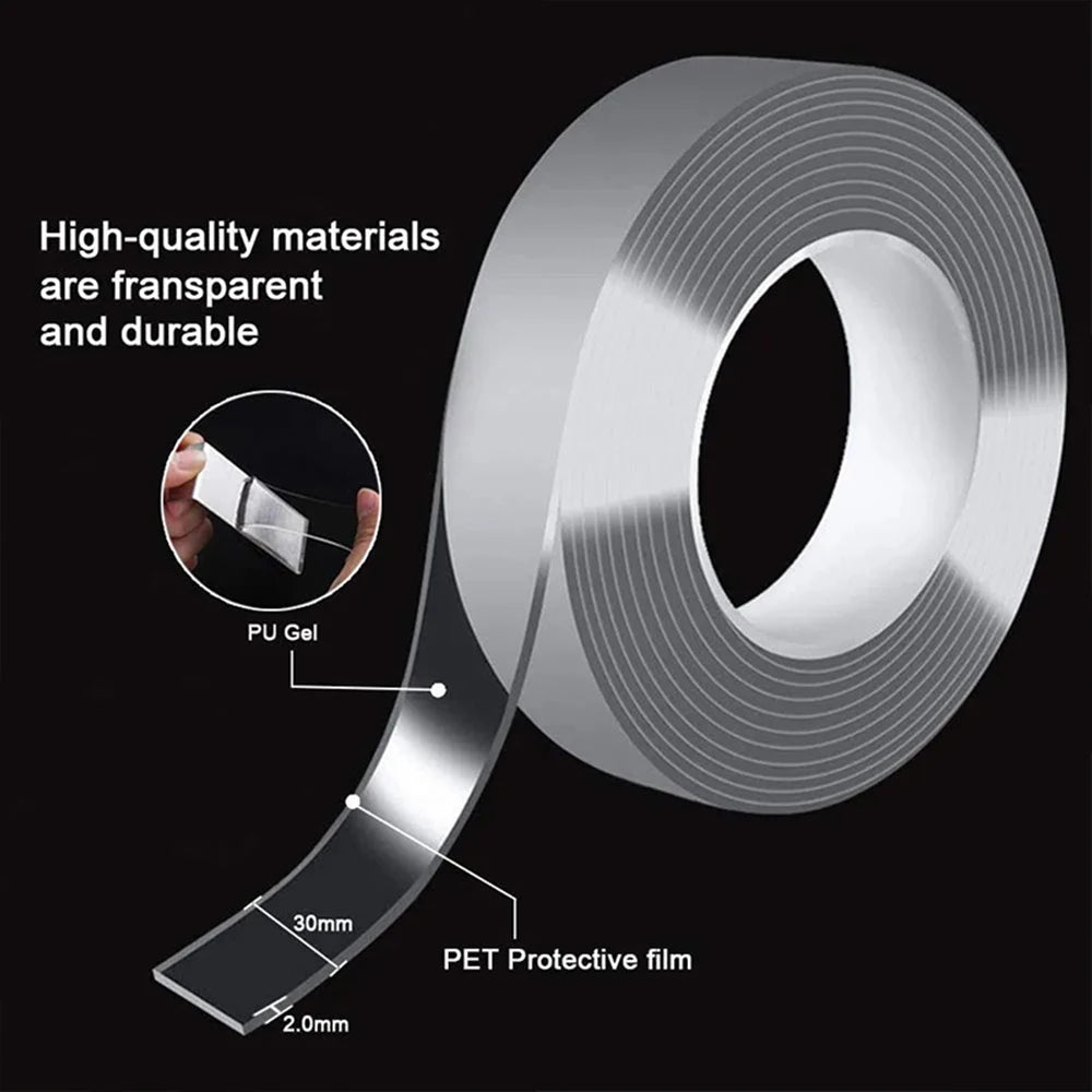 1pc Strong Double-sided Tape, Can Be Cleaned And Reused. Transparent Double-sided Tape Use for Kitchen, Bathroom, Office by Rad Living