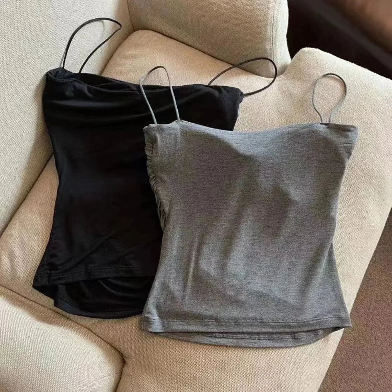 New Women's Halter Top Summer Korean Style Trend Fashion Built-In Women's Bra Stretch Women's Beach Everyday Casual Tank Top by Rad Living