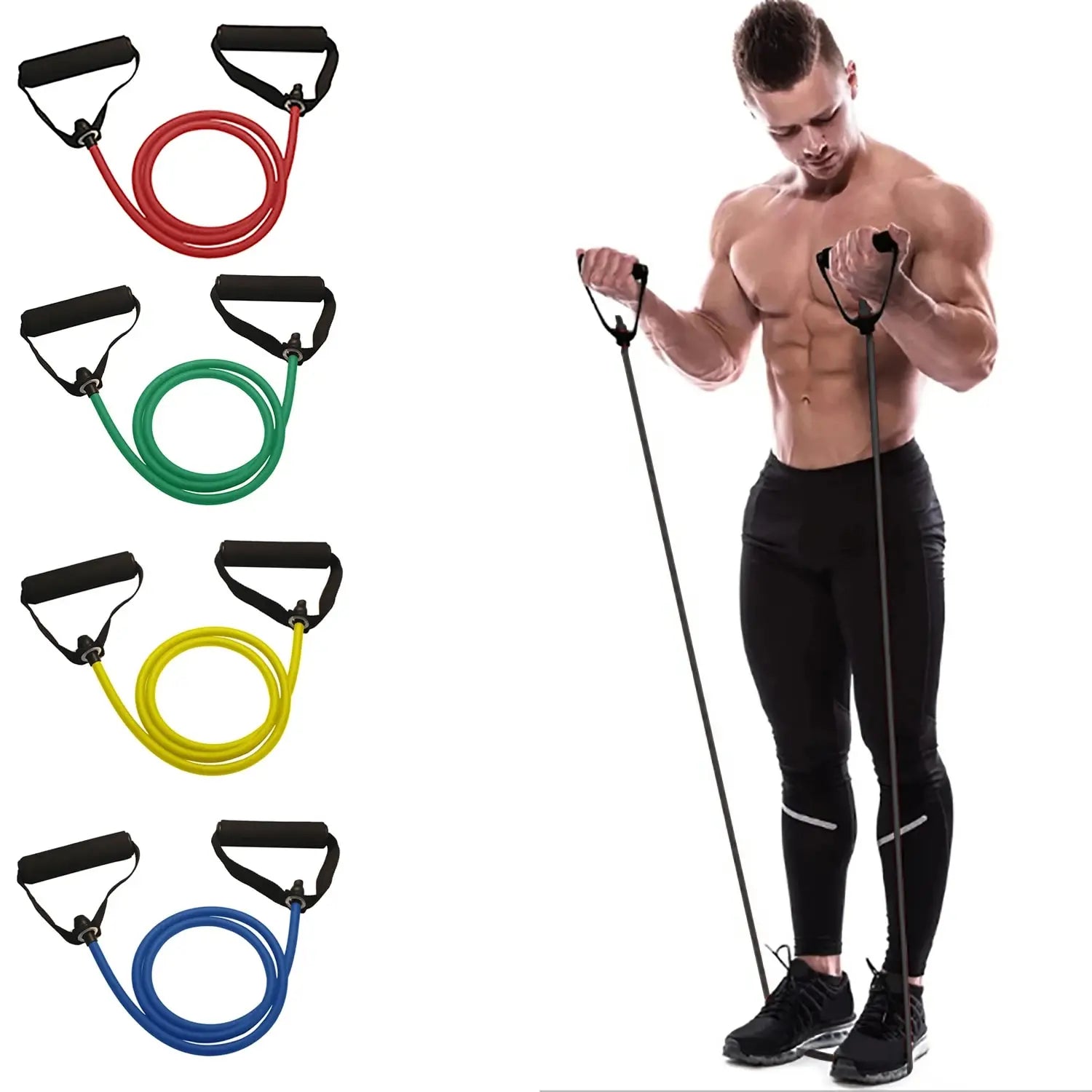Resistance Bands With Handles, Exercise Bands, Workout Bands With Handles For Men Women, Strength Training Equipment At Home by Rad Living