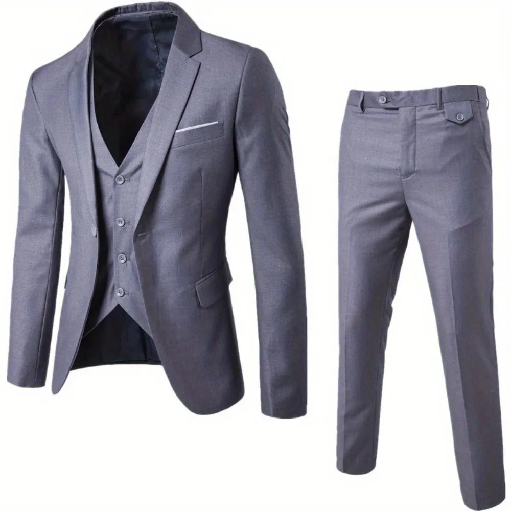 2025 All Season Business Casual Three Piece Suit for Men Groom and Groomsmen Wedding Suit by Rad Living